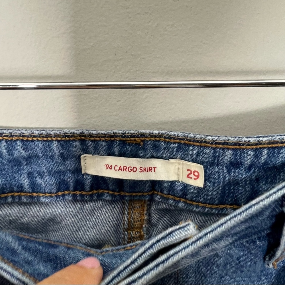 Levi’s 1994 Denim Jean Cargo Skirt Pockets Cotton Size 29 591 - Picture 4 of 8